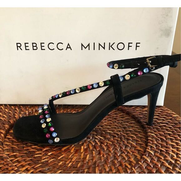 REBECCA MINKOFF - 🎉HP🎉 L Sz 6.5 (37) Nanine Suede & Crystal 3” Heels NEW IN BOX! - Picture 7 of 16